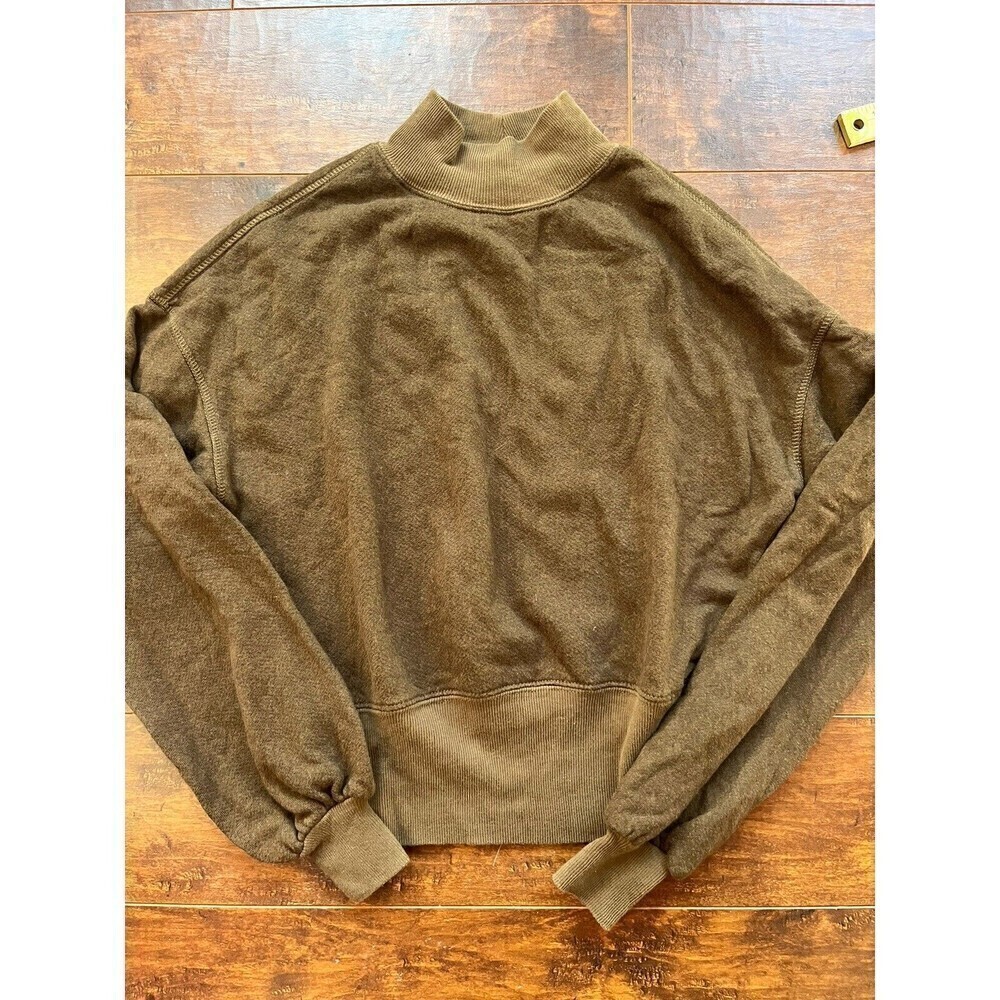n:philanthropy Womens Daze Sweatshirt XS Mock Neck Crop Pullover Brown